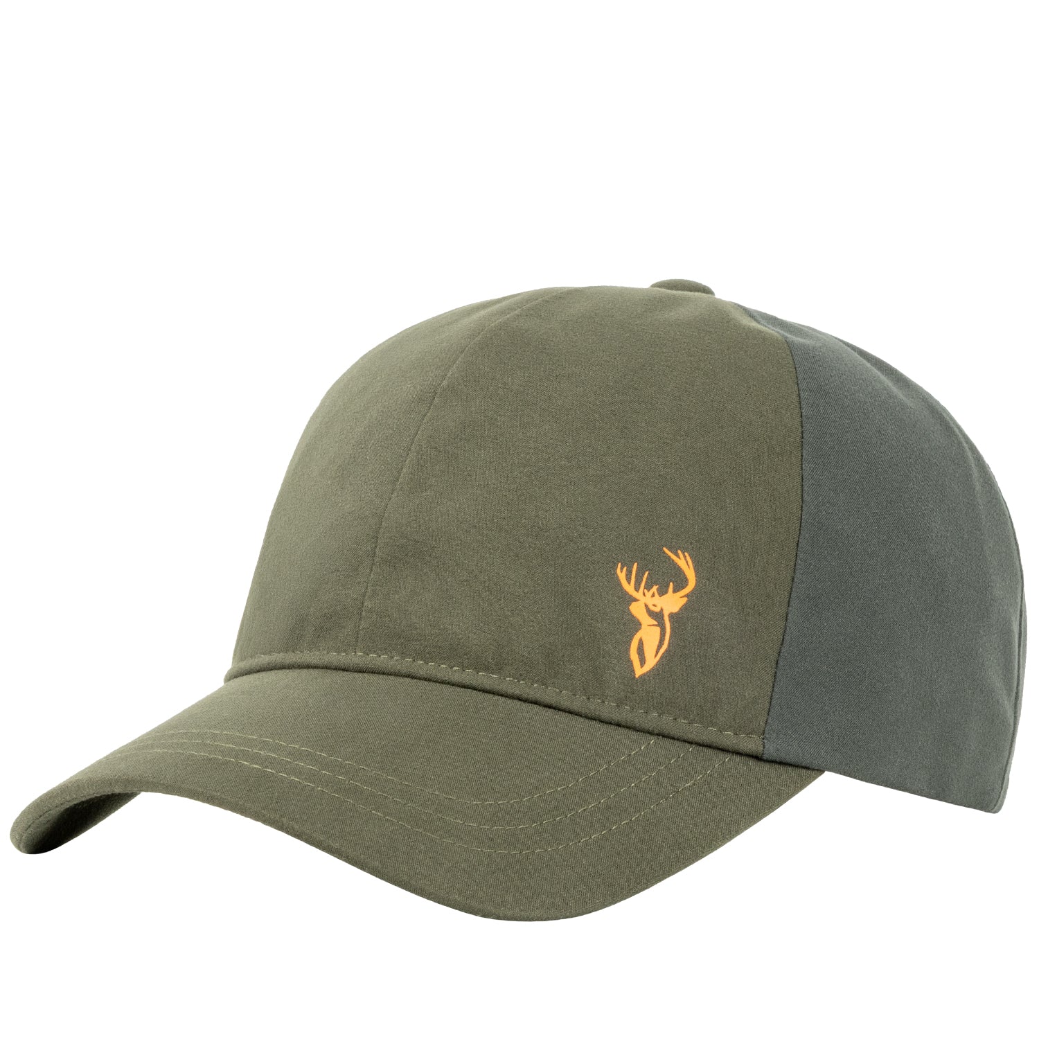 Green cap with a deer logo on a white background